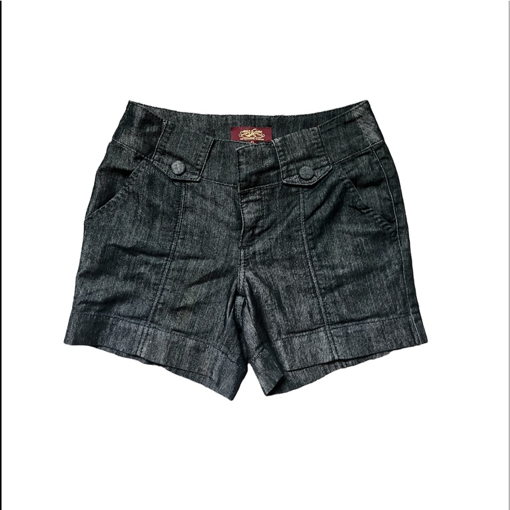 Dark-wash denim shorts